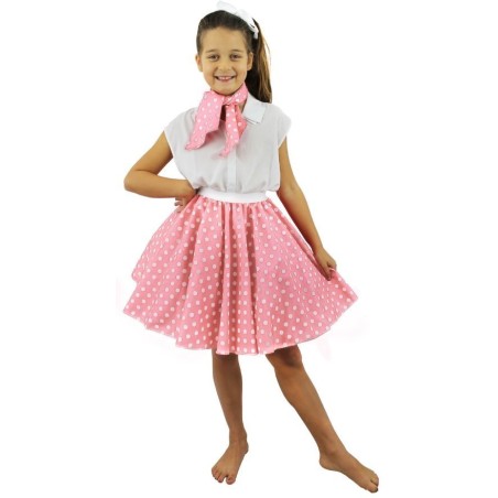 FALDA LARGA LUNARES BLANCOS INFANTIL