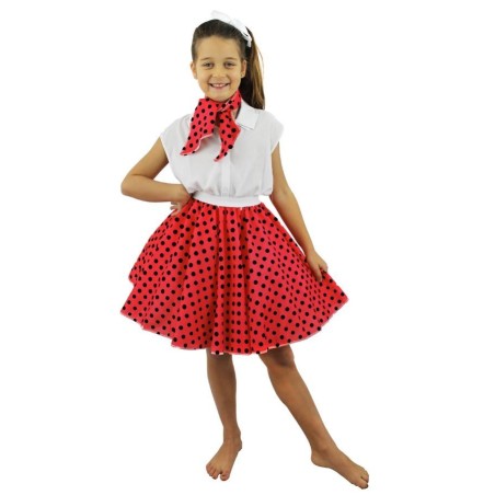 FALDA LARGA LUNARES NEGROS INFANTIL