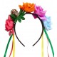 DIADEMA 5 ROSAS COLORES CON CALAVERA Y CINTAS