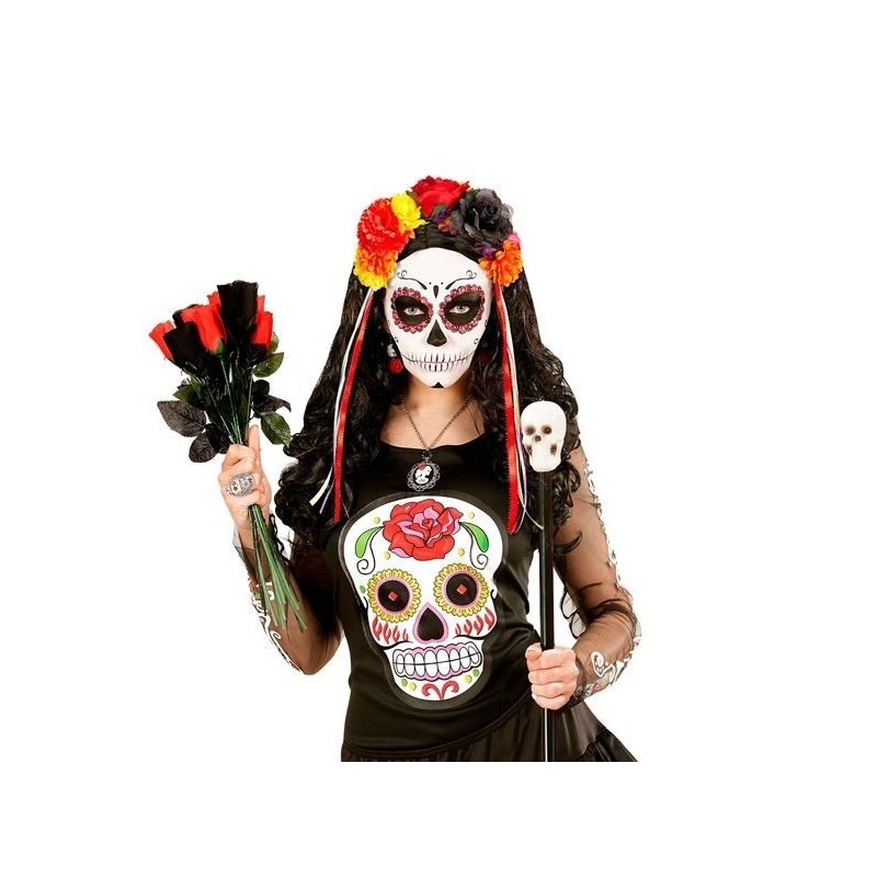 DIADEMA FLORES CON CINTA MULTICOLORES