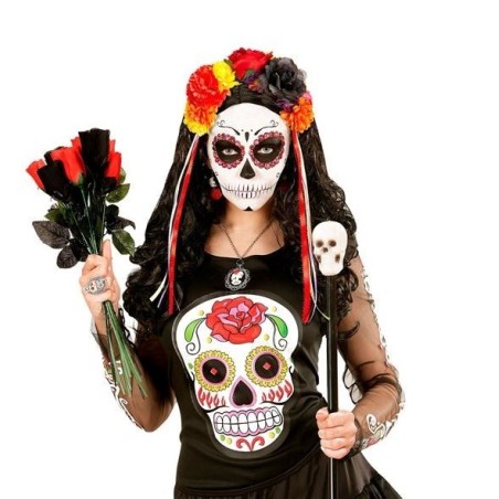 DIADEMA FLORES CON CINTA MULTICOLORES