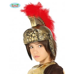 CASCO ROMANO INFANTIL ORO CON PLUMAS