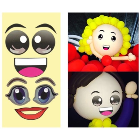 PEGATINAS PARA GLOBOS DE CARAS DE HOMBRE Y  MUJER