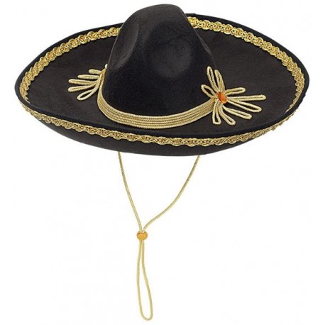 SOMBRERO MEJICANO NEGRO LUJOSO