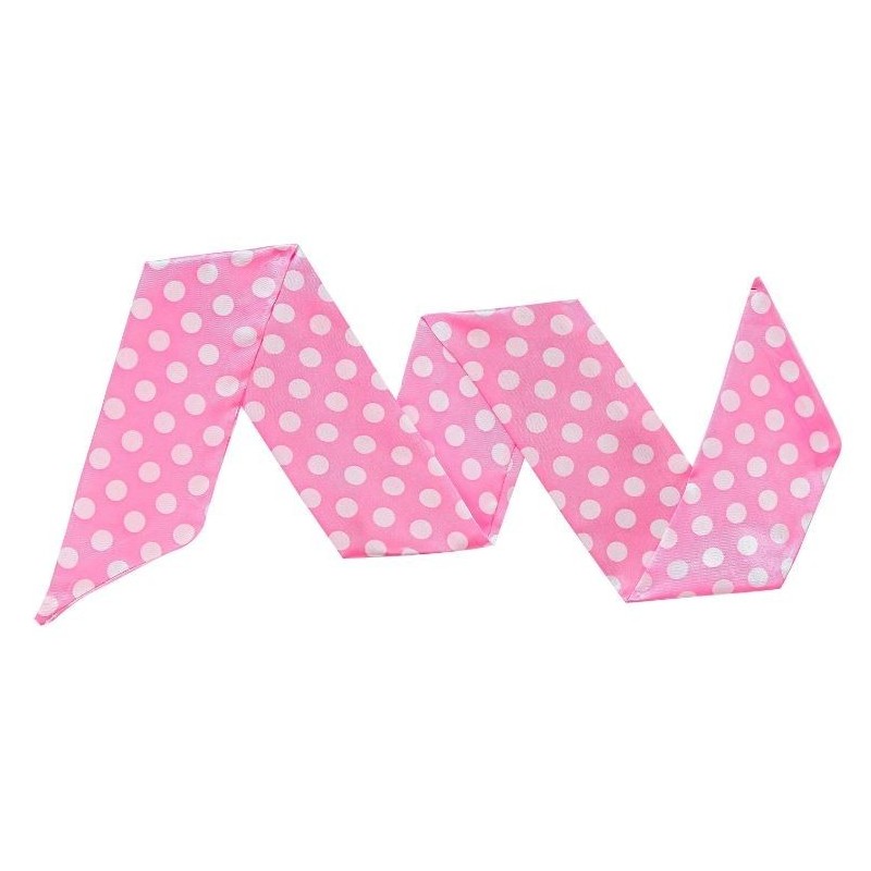 PAÑUELO FOULARD ROSA LUNARES BLANCO