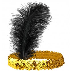 DIADEMA DE LENTEJUELAS CON PLUMA