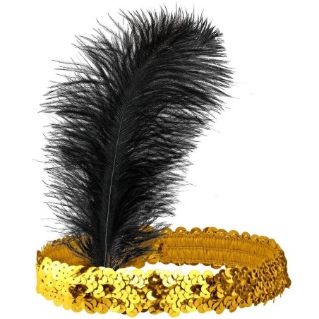 DIADEMA DE LENTEJUELAS CON PLUMA