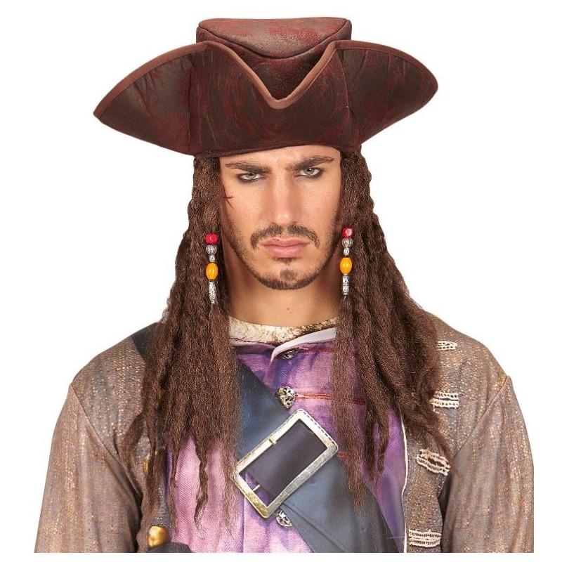SOMBRERO TRICORNIO PIRATA CON RASTAS