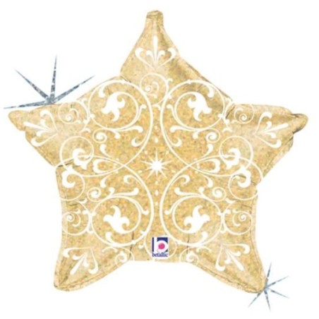 GLOBO FOIL ESTRELLA DORADA FILIGRANAS