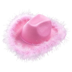 SOMBRERO VAQUERO ROSA CON MARABÚ 2