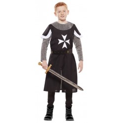 DISFRAZ DE CRUZADO MEDIEVAL NEGRO INFANTIL