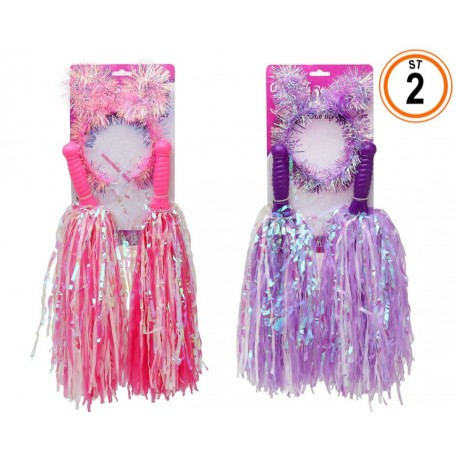 POMPONES BRILLANTES CON DIADEMA