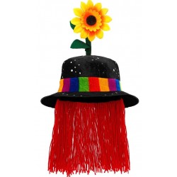 SOMBRERO DE PAYASO CON PELO Y GIRASOL