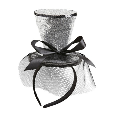 DIADEMA SOMBRERO ESCARCHA PLATA