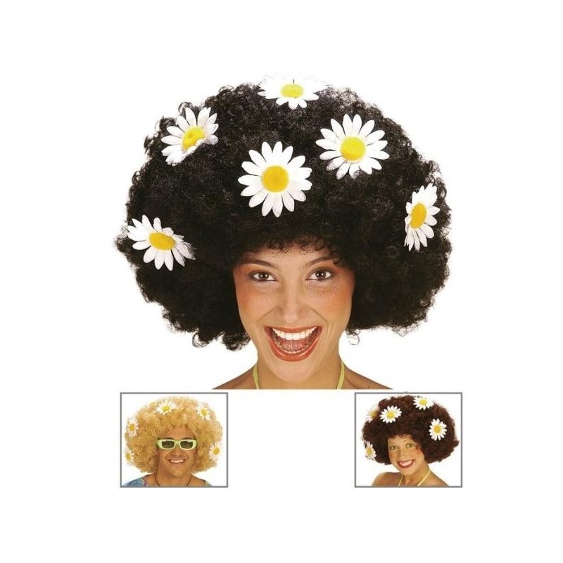 PELUCA AFRO CON MARGARITAS