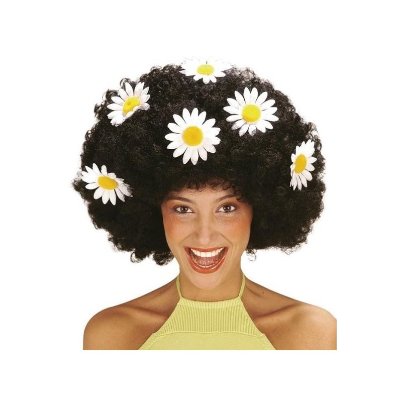 PELUCA AFRO CON MARGARITAS