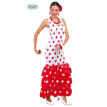 DISFRAZ DE FLAMENCA ROJO Y BLANCO