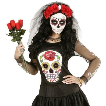 DIADEMA 6 ROSAS CON VELO CATRINA