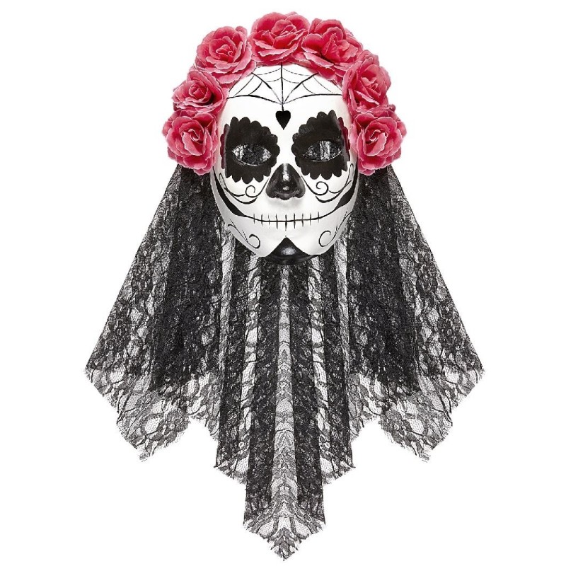 CARETA DÍA DE LOS MUERTOS CON VELO