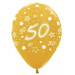 GLOBOS LÁTEX METALIZADOS ORO NÚMERO 50