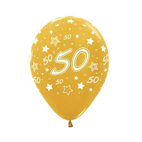 GLOBOS LÁTEX METALIZADOS ORO NÚMERO 50