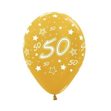 GLOBOS LÁTEX METALIZADOS ORO NÚMERO 50