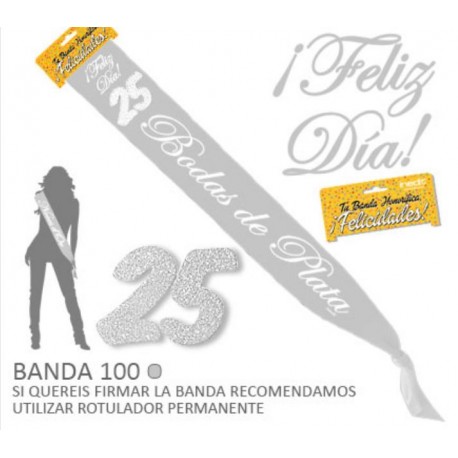 Comprar Banda Feliz Cumpleaños Plateada - Bandas para cumpleaños