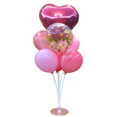 GLOBOS METALIZADOS CORAZÓN CON SOPORTE