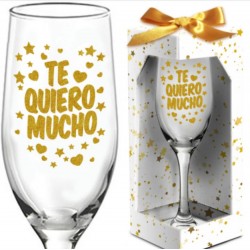 COPA CHAMPAGNE "TE QUIERO MUCHO"