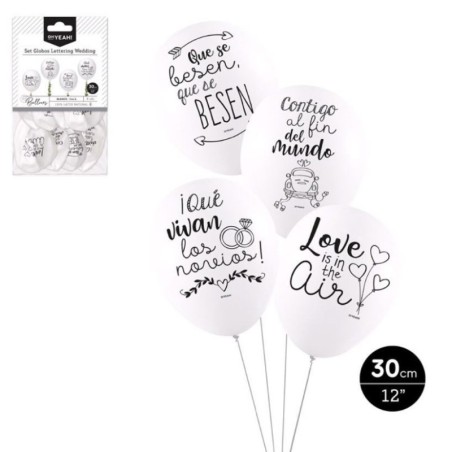 GLOBOS CON TEXTO PARA  BODAS