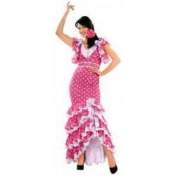 DISFRAZ DE FLAMENCA ROSA LUNAR BLANCO 