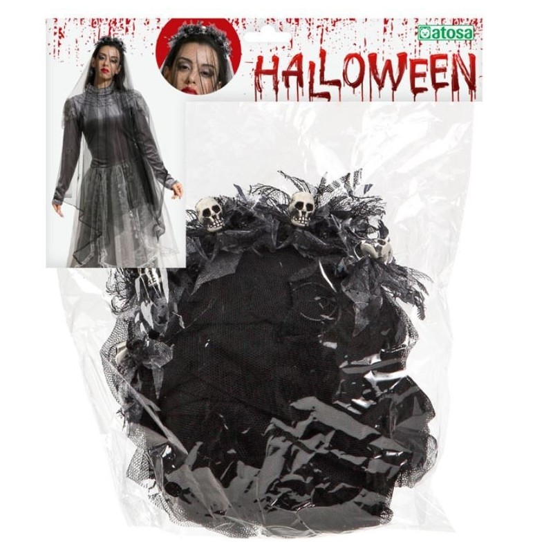 DIADEMA HALLOWEEN CON VELO LARGO
