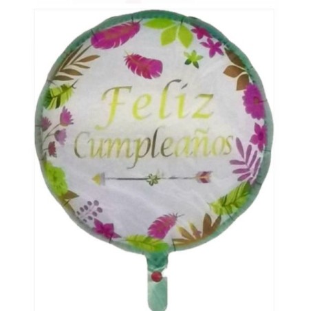 GLOBO FOIL FELIZ CUMPLEAÑOS TROPICAL