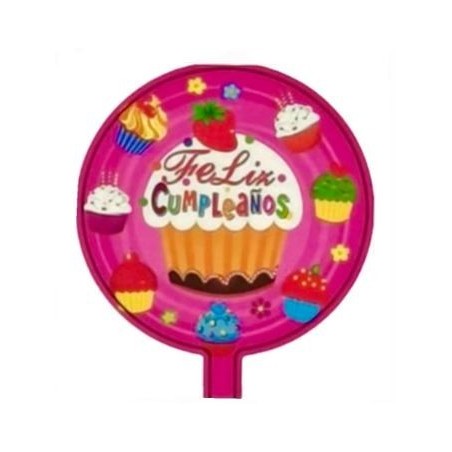 GLOBO FOIL FELIZ CUMPLEAÑOS CUPCAKE 
