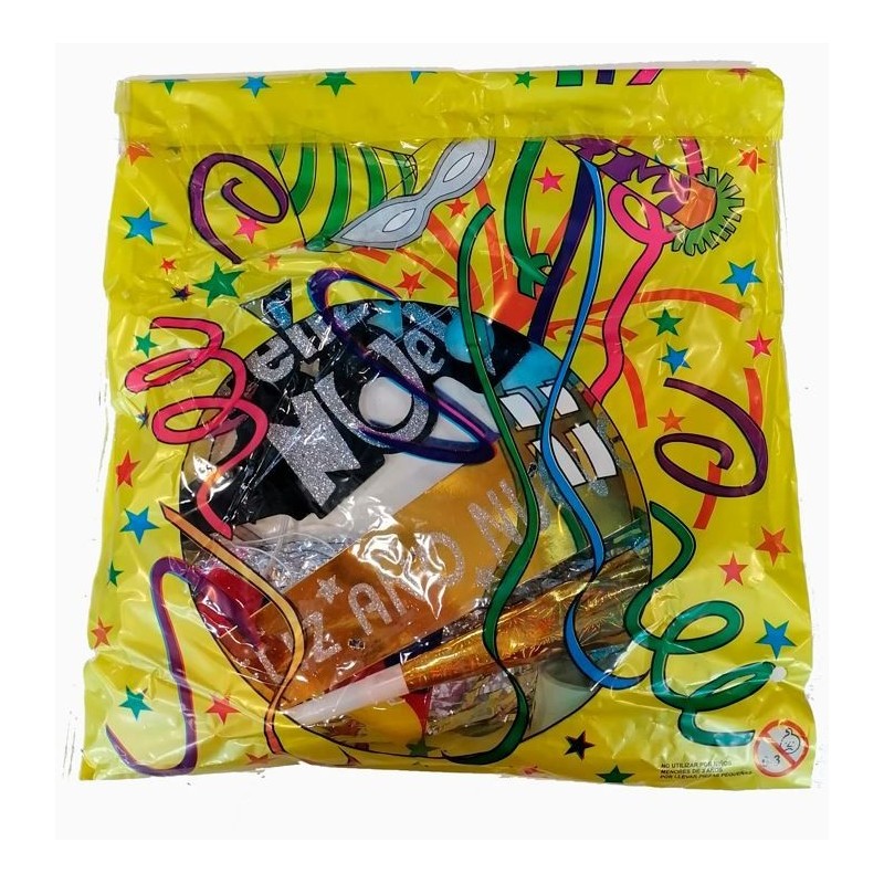 BOLSA DE COTILLÓN PELUCA CORBATA LED