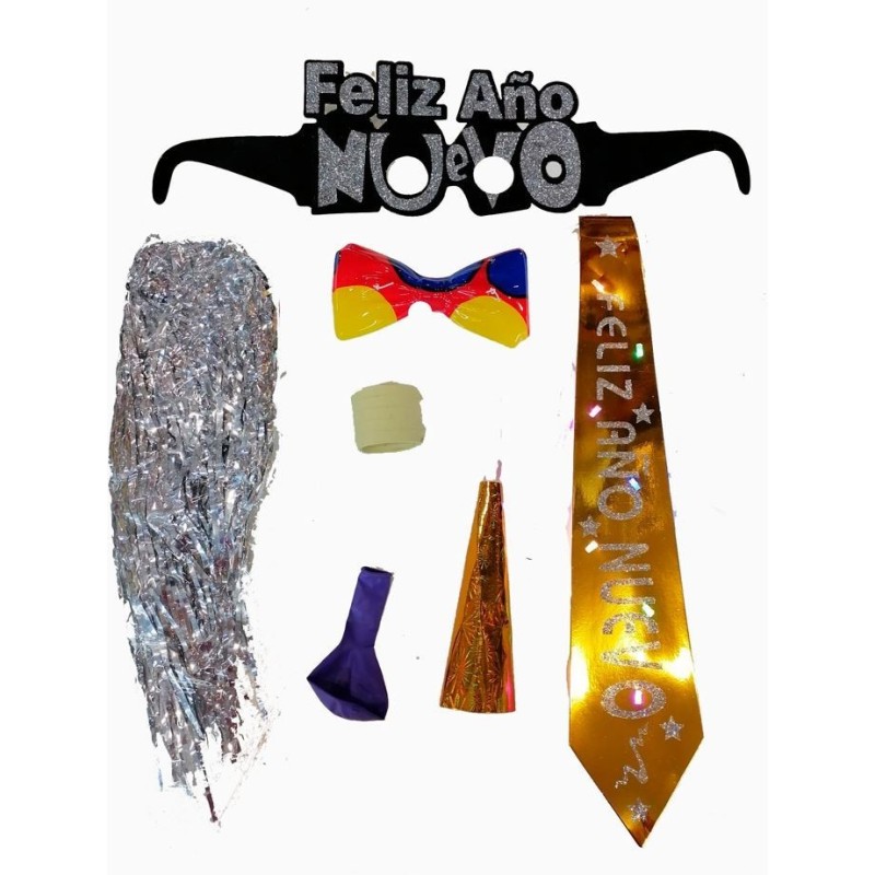 BOLSA DE COTILLÓN PELUCA CORBATA LED