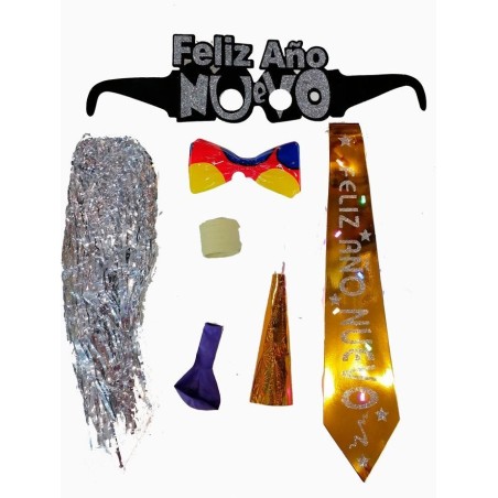 BOLSA DE COTILLÓN PELUCA CORBATA LED