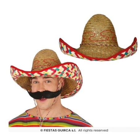 SOMBRERO MEJICANO PAJA 50 CM DECORADO
