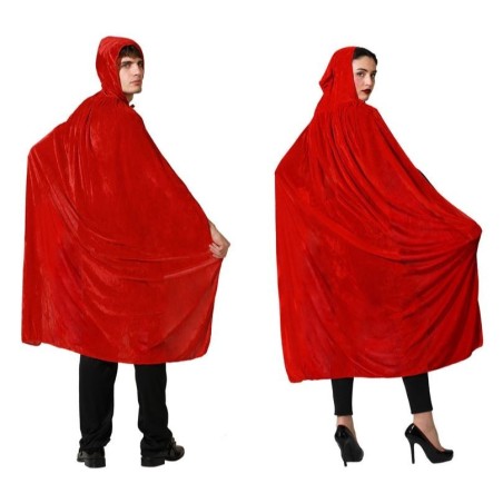 CAPA CON CAPUCHA TERCIOPELO NEGRA/ROJA