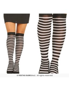 MEDIAS MUSLO RAYAS BLANCA Y NEGRA
