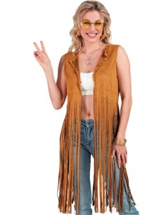 CHALECO HIPPIE CON FLECOS LARGOS