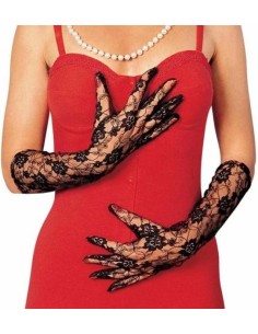 GUANTES ENCAJE LARGOS NEGROS