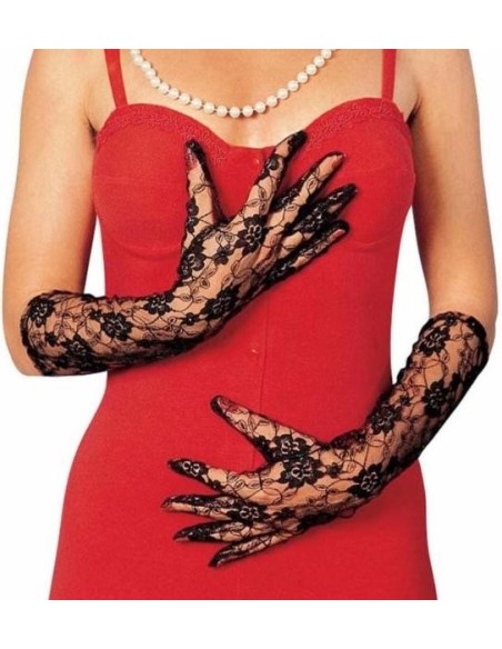 GUANTES ENCAJE LARGOS NEGROS