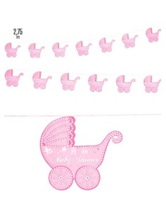GUIRNALDA CARRO DE BEBÉ ROSA