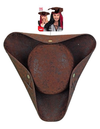 SOMBRERO DE TRES PICOS SIMIL CUERO