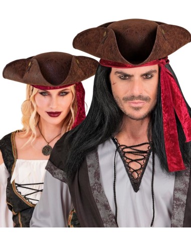 SOMBRERO DE TRES PICOS SIMIL CUERO