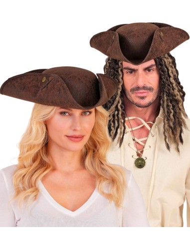 SOMBRERO DE TRES PICOS SIMIL CUERO