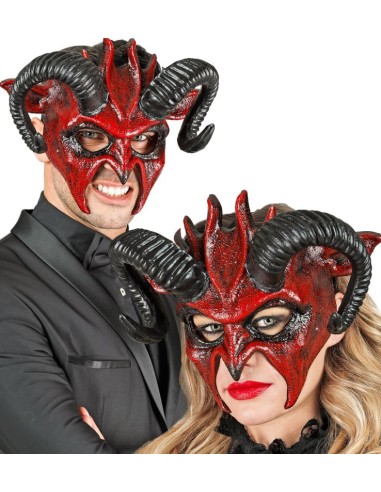 CARETA DIABLO CON CUERNOS MEDIA CARA