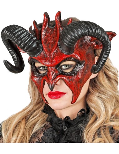 CARETA DIABLO CON CUERNOS MEDIA CARA
