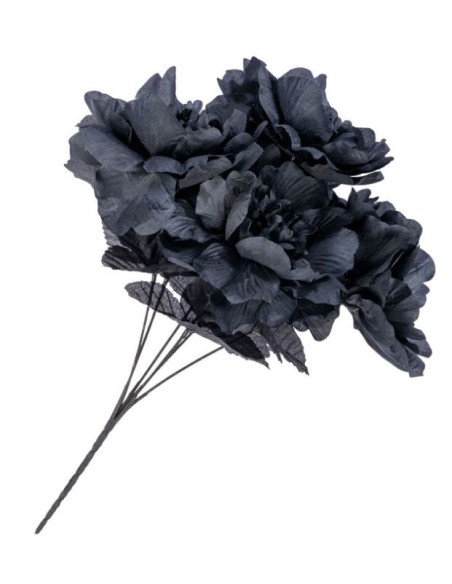 RAMO DE FLORES NEGRAS Y CALAVERAS